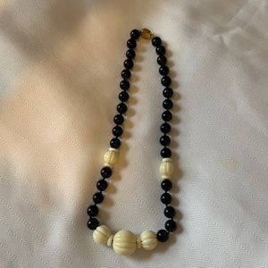 Ivory Stone with Black Beads Necklace